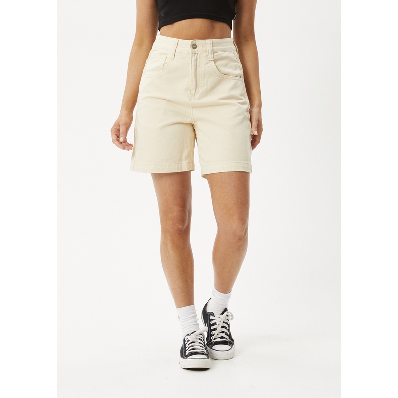 AFENDS Womens Emilie – Denim Workwear Short – Sand
