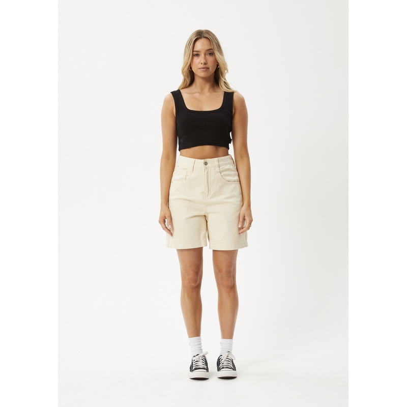 AFENDS Womens Emilie – Denim Workwear Short – Sand