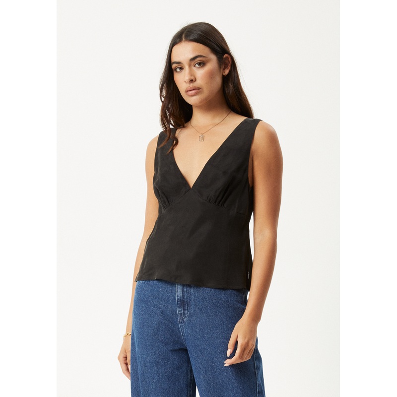 AFENDS Womens Giselle – Cupro Sleeveless Top – Black