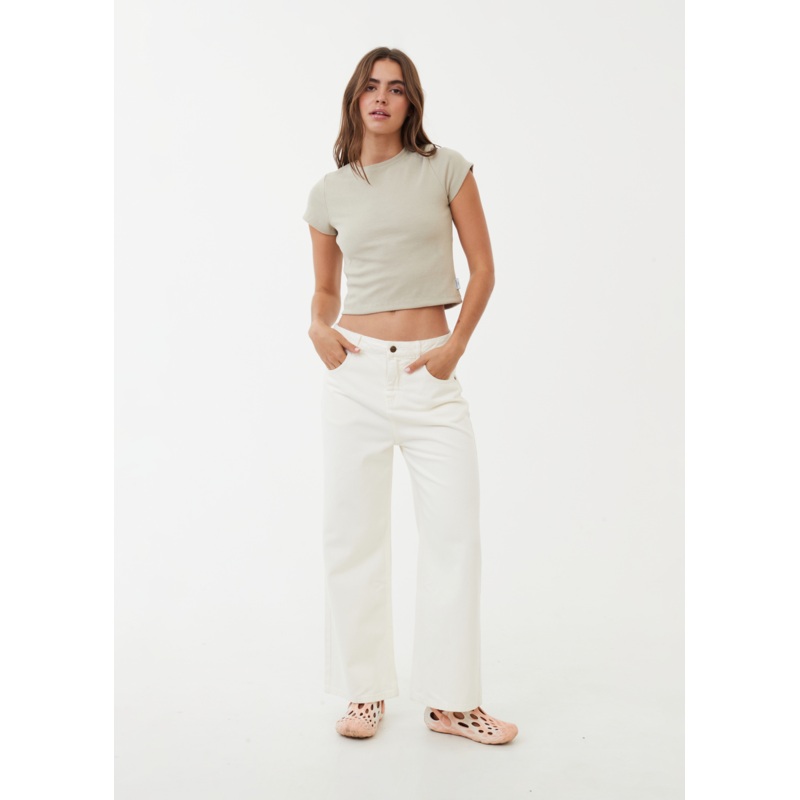 AFENDS Womens Kendall – Denim Relaxed Jean – Off White