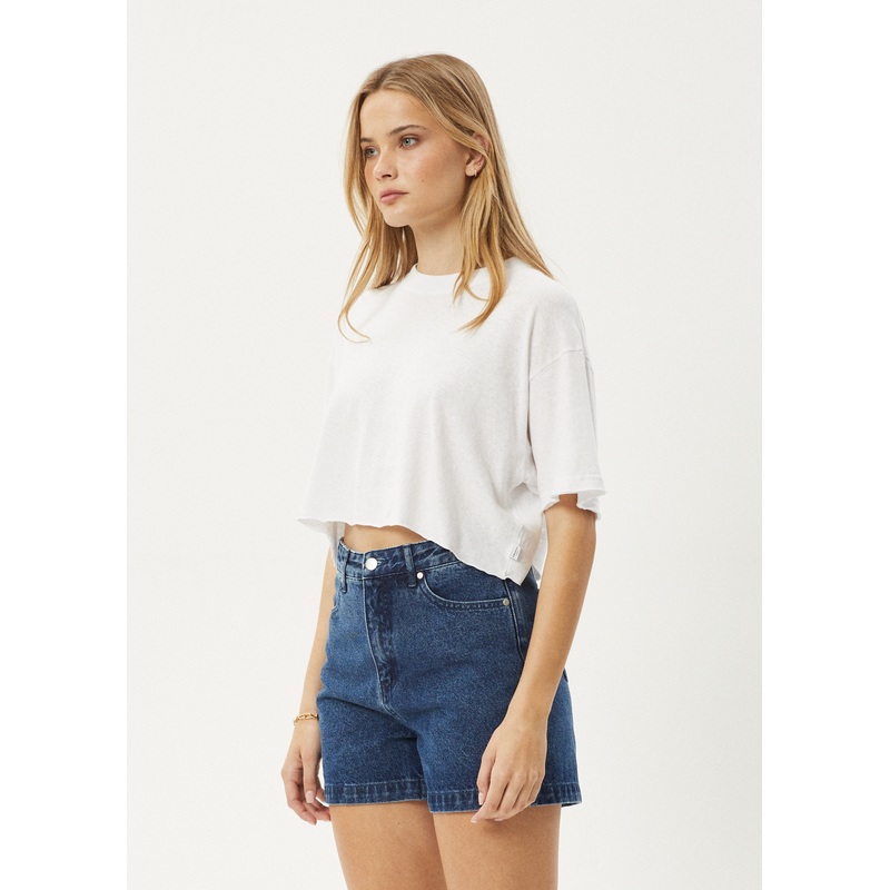 AFENDS Womens Slay Cropped – Oversized Tee – White