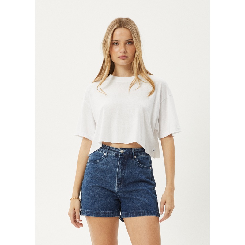 AFENDS Womens Slay Cropped – Oversized Tee – White