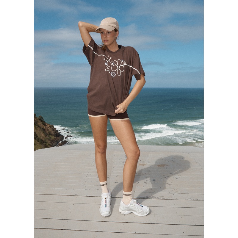AFENDS Womens Tranquil – Oversized Tee – Coffee