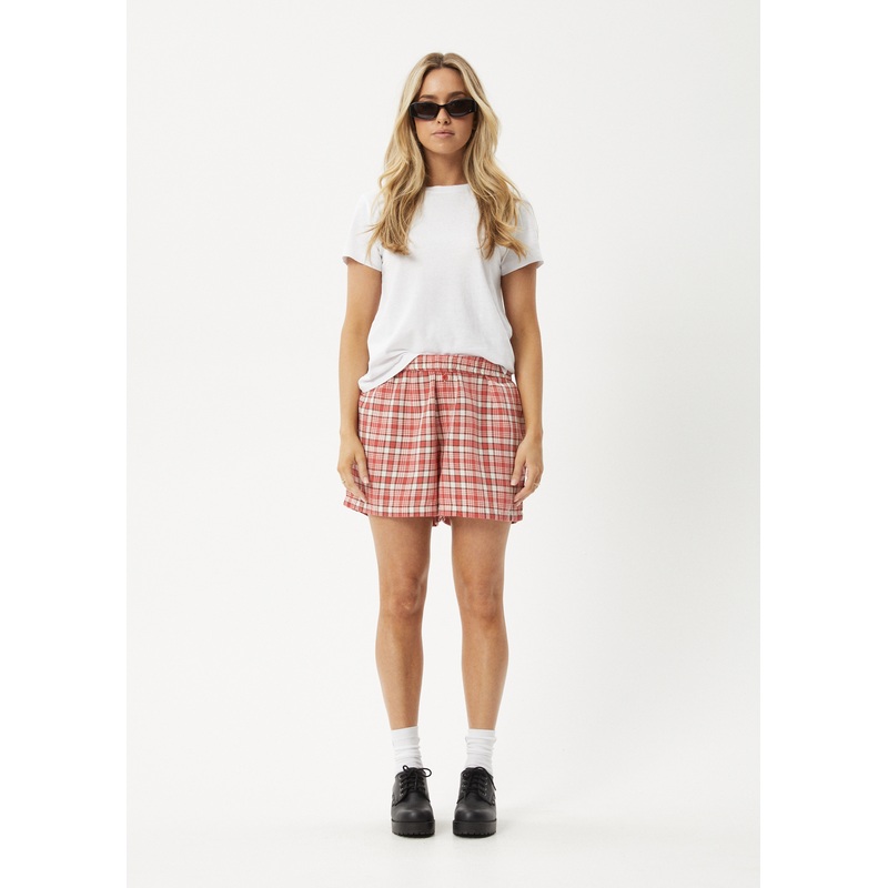 AFENDS Mens Check Out – Boxer Short – Red Check