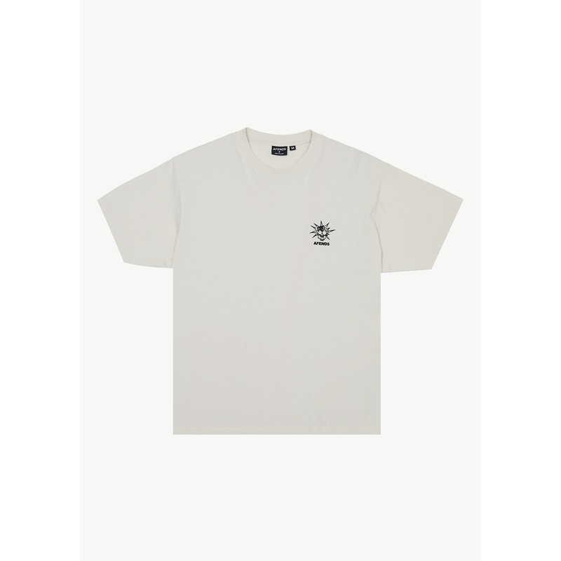 AFENDS Mens Graveyard – Boxy Tee – Moonbeam