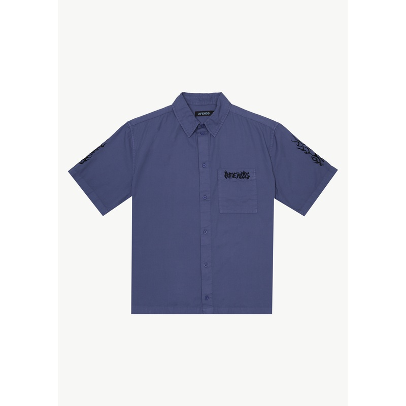 AFENDS Mens Scorched – Short Sleeve Shirt – Marlin