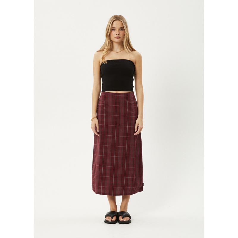 AFENDS Womens Eboni – Midi Skirt – Port