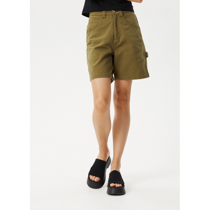 AFENDS Womens Emilie – Canvas Workwear Short – Military
