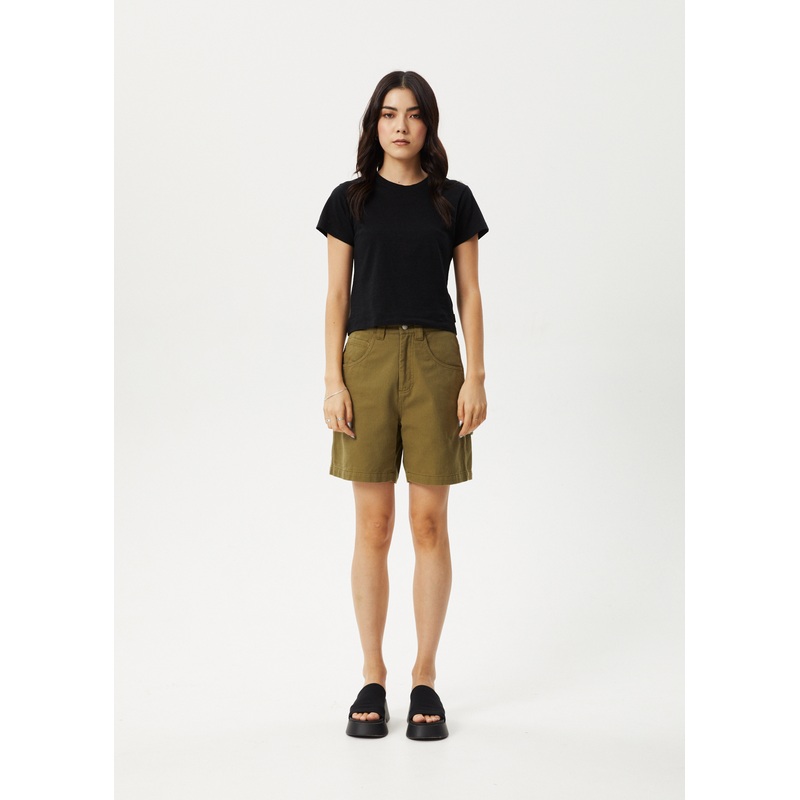 AFENDS Womens Emilie – Canvas Workwear Short – Military