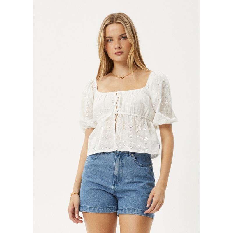 AFENDS Womens Marlow – Tie Front Top – White