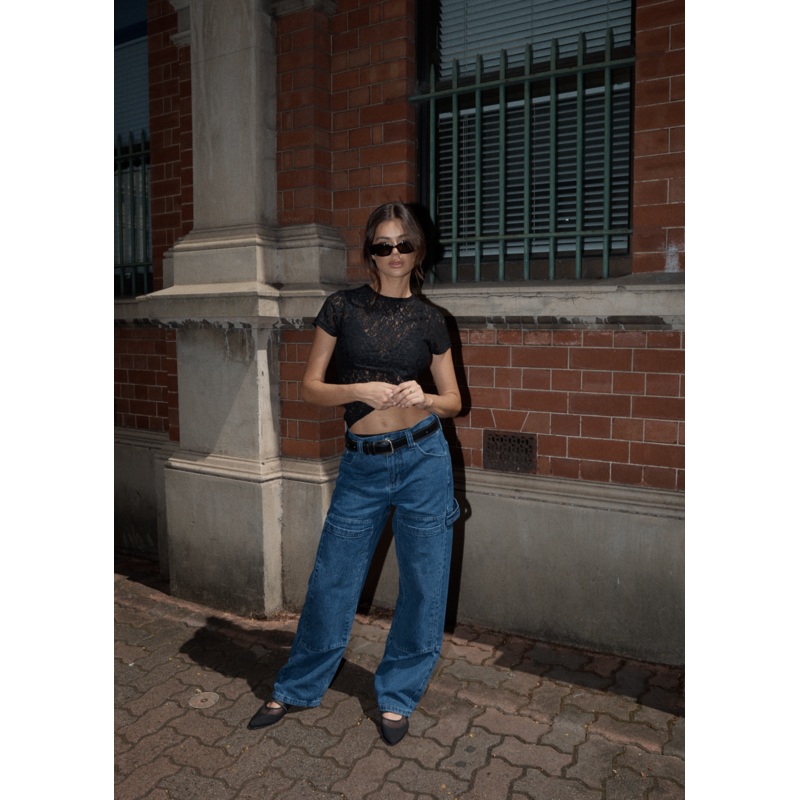 AFENDS Womens Moss – Denim Workwear Jean – Authentic Blue