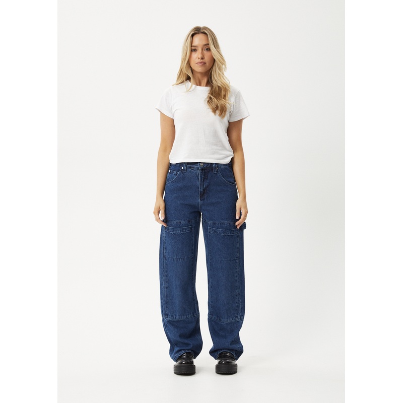 AFENDS Womens Moss – Denim Workwear Jean – Authentic Blue