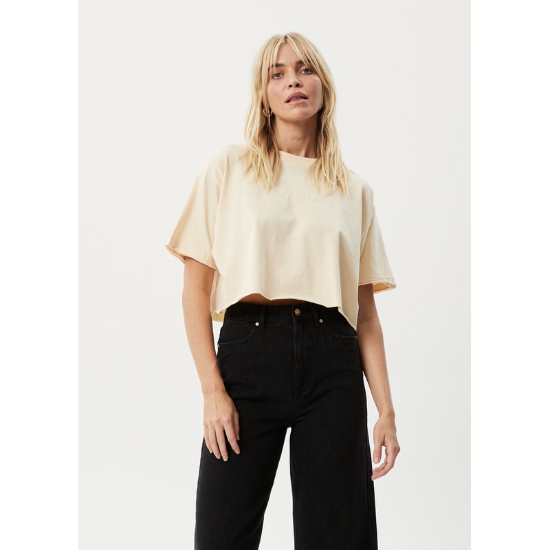 AFENDS Womens Restless Slay Cropped – Tee – Sand
