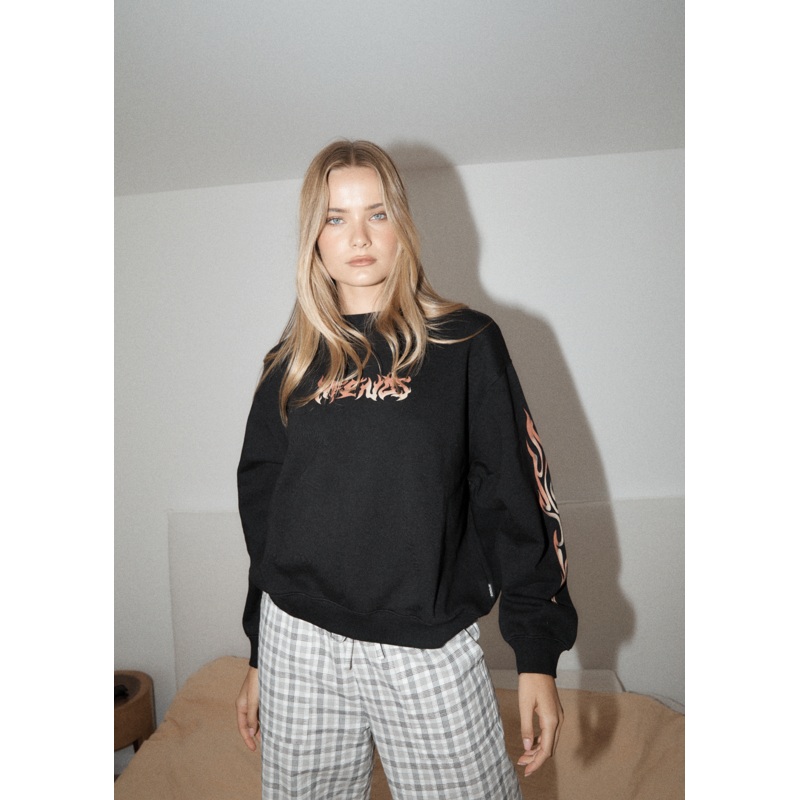 AFENDS Womens Scorched – Crew Neck Jumper – Black