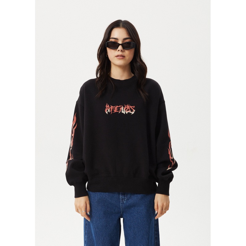 AFENDS Womens Scorched – Crew Neck Jumper – Black