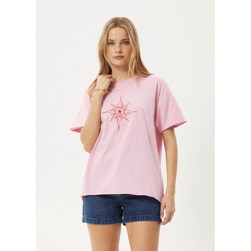 AFENDS Womens Sunny – Oversized Tee – Pink