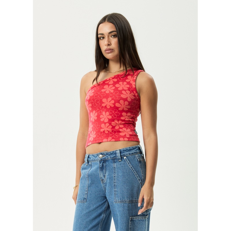 AFENDS Womens Valerie – One Shoulder Top – Tomato