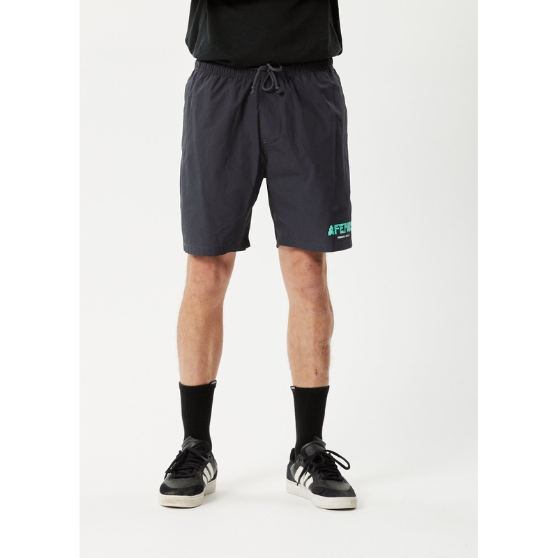 AFENDS Mens Baywatch World – Elastic Waist Short – Charcoal