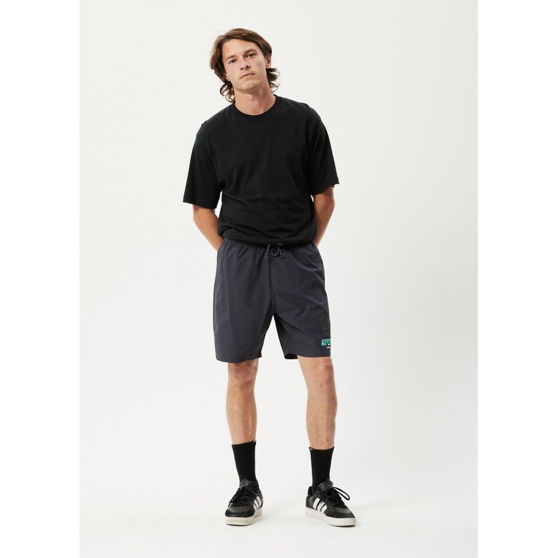 AFENDS Mens Baywatch World – Elastic Waist Short – Charcoal