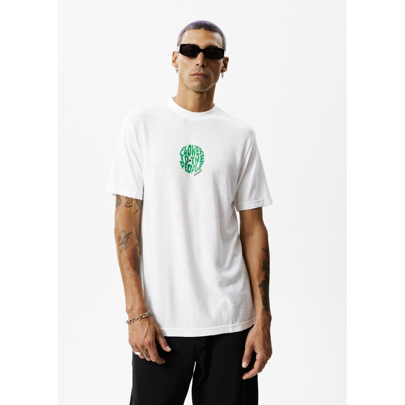 AFENDS Mens Circular – Graphic Retro Tee – White