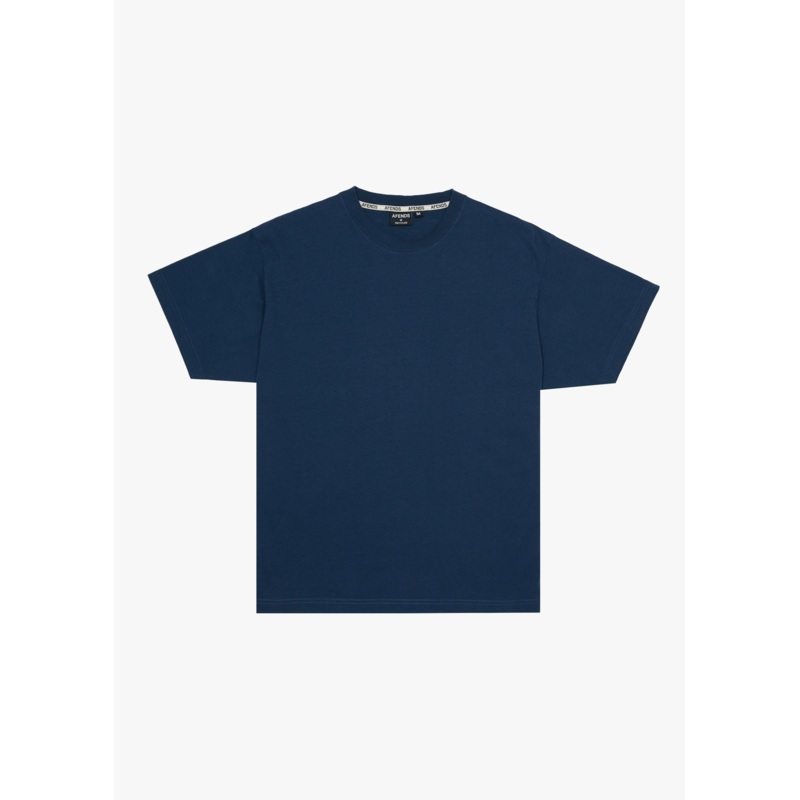 AFENDS Mens Genesis – Heavyweight Boxy Tee – Navy
