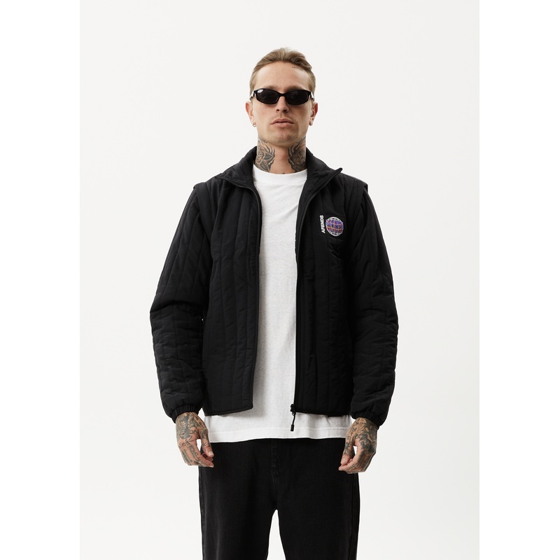 AFENDS Mens Question Everything – Puffer Jacket – Black