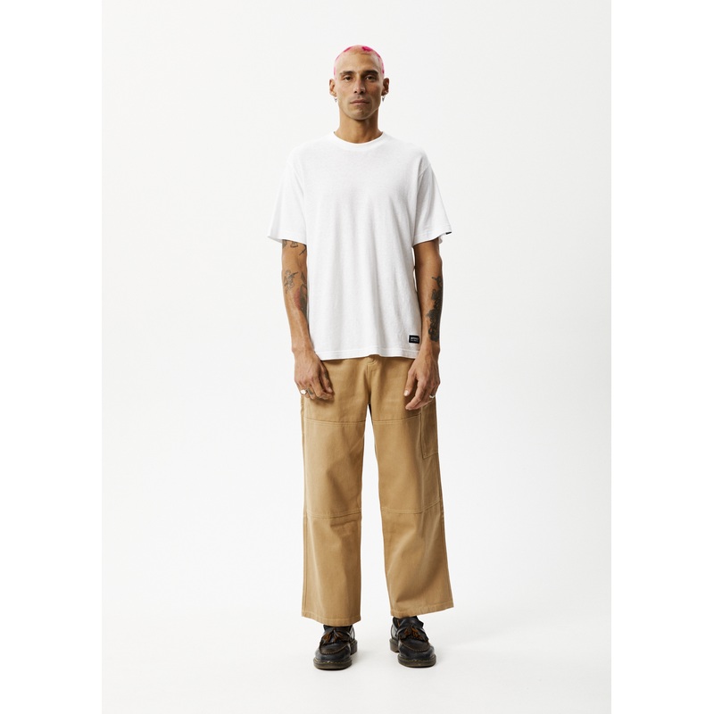 AFENDS Mens Sleepy Hollow Richmond – Twill Baggy Workwear Pant – Tan