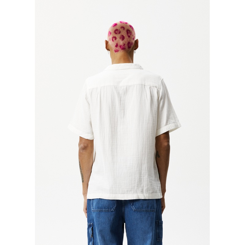 AFENDS Mens Stratosphere – Cuban Short Sleeve Shirt – Off White