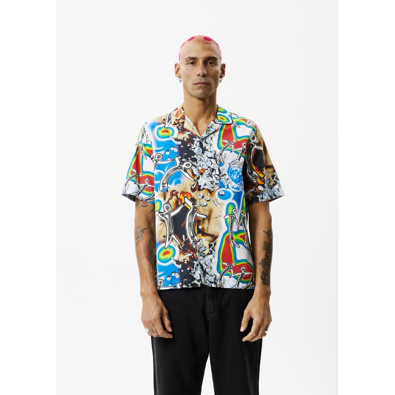 AFENDS Mens Water Is Life – Cuban Short Sleeve Shirt – Multi