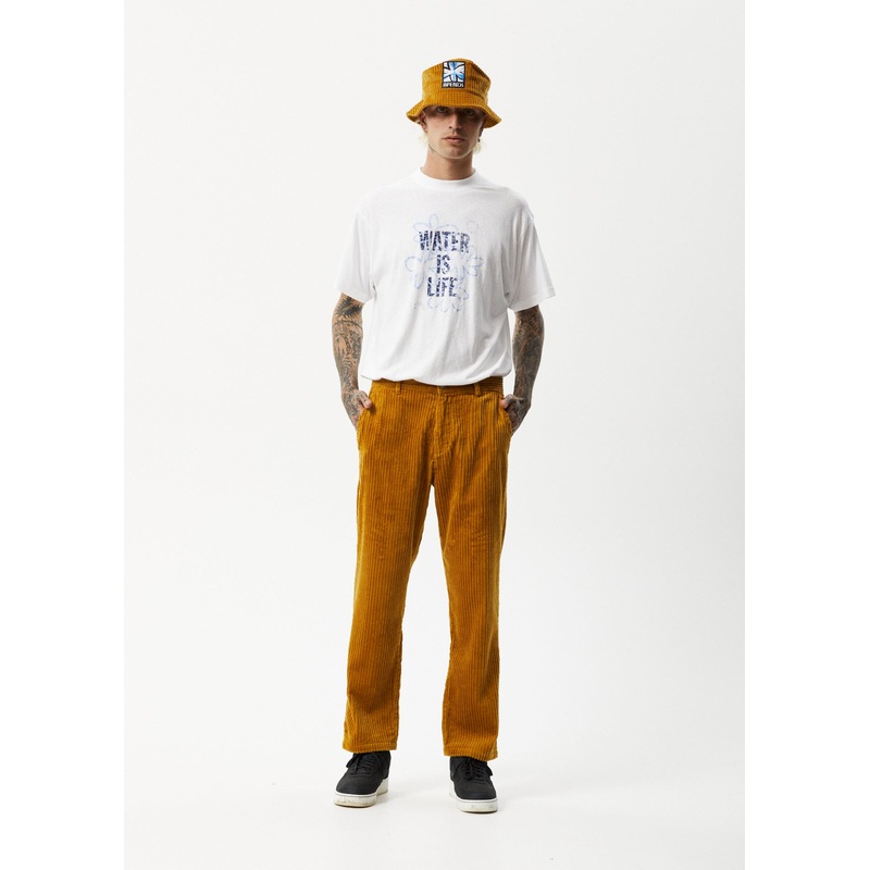 AFENDS Mens Waterfall Ninety Twos – Corduroy Relaxed Pant – Mustard