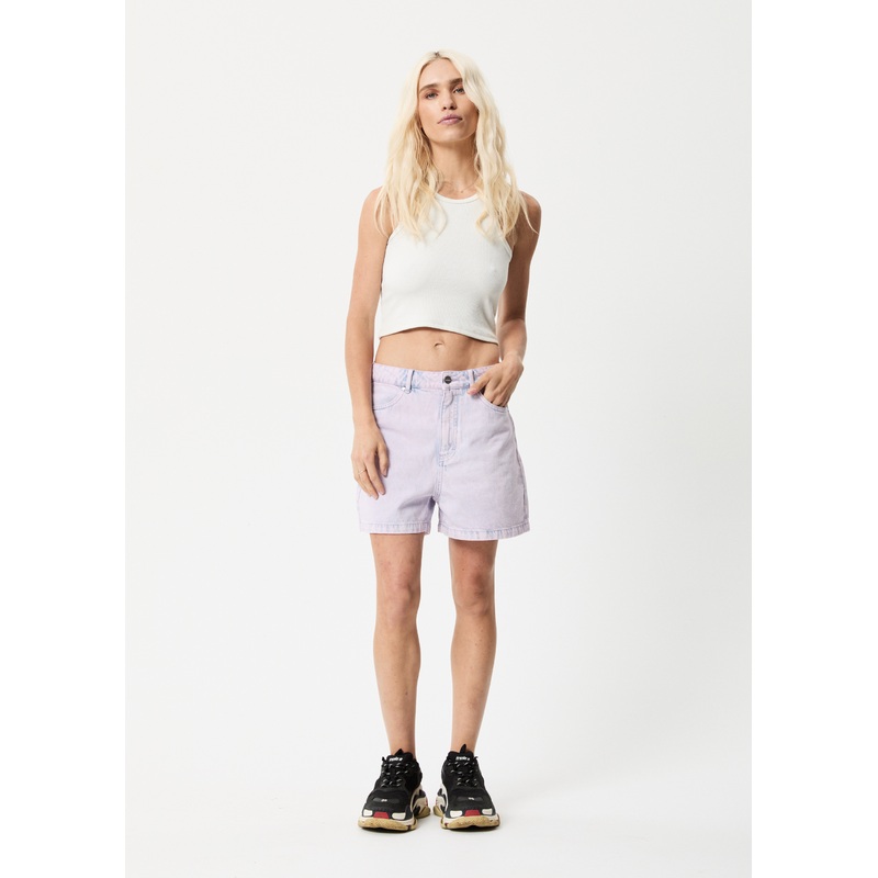 AFENDS Womens Seventy Threes – Denim High Waisted Short – Vintage Orchid