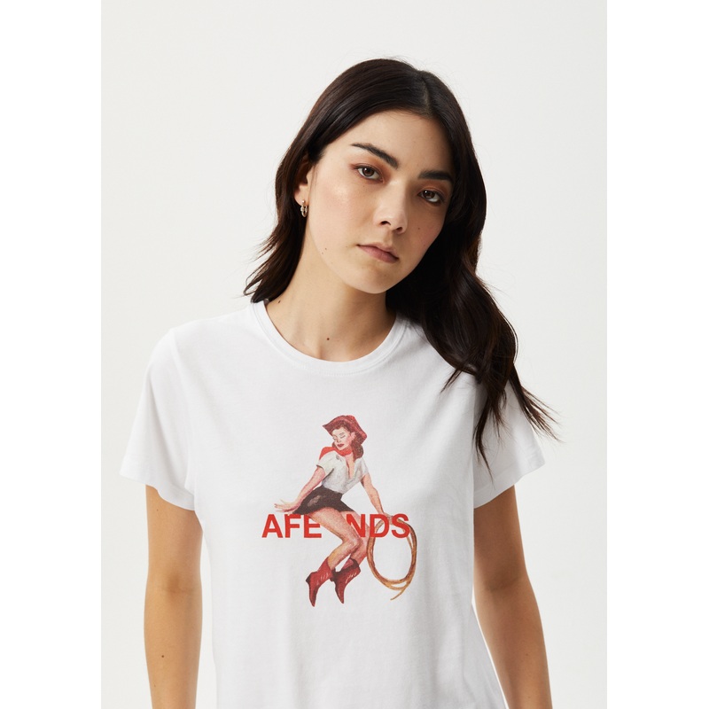 AFENDS Womens Sweet West – Baby Tee – White
