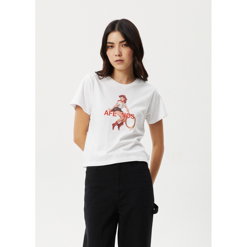AFENDS Womens Sweet West – Baby Tee – White