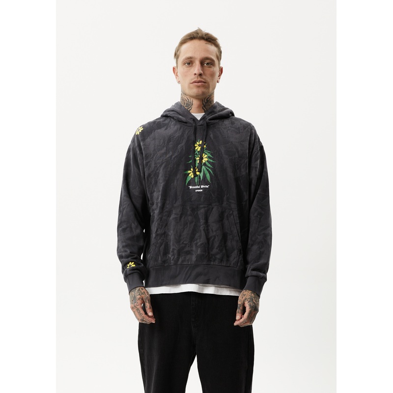 AFENDS Mens Beautiful Weeds – Graphic Hoodie – Black