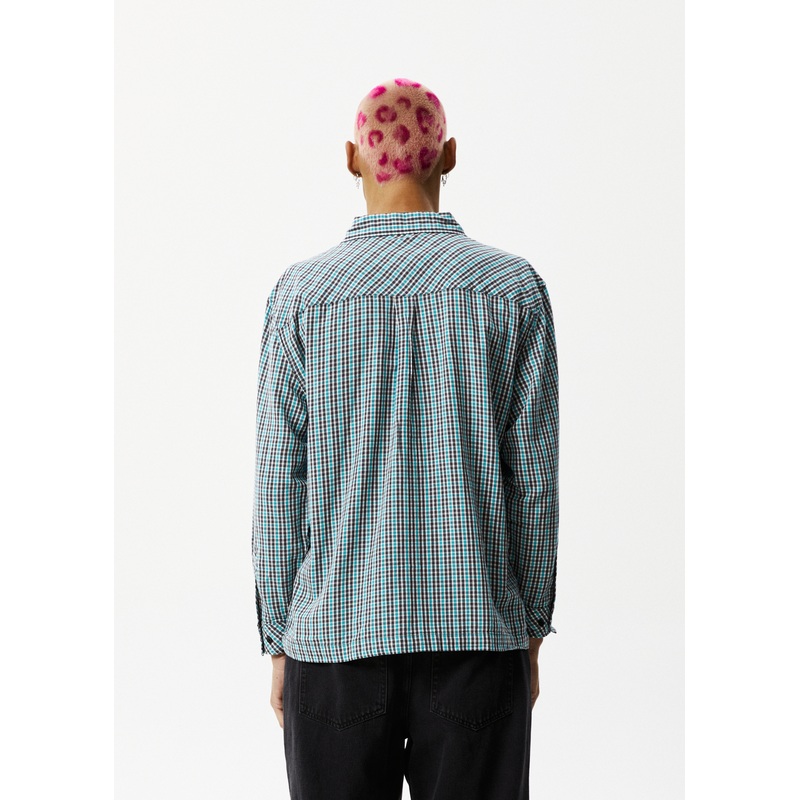 AFENDS Mens Checkers – Check Long Sleeve Shirt – Black