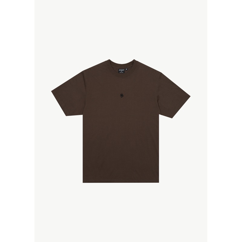 AFENDS Mens Flame – Retro Tee – Coffee