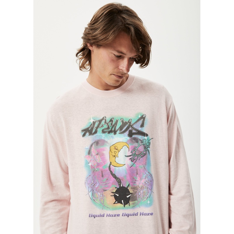 AFENDS Mens Liquid Haze – Long Sleeve Graphic Tee – Lotus
