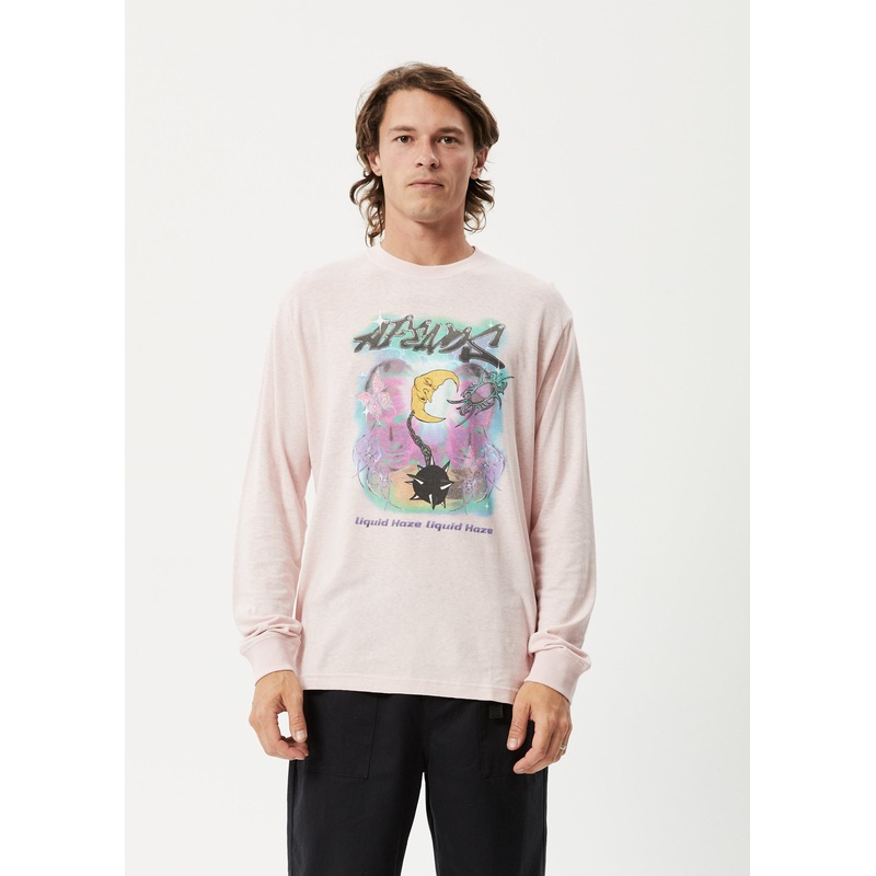AFENDS Mens Liquid Haze – Long Sleeve Graphic Tee – Lotus