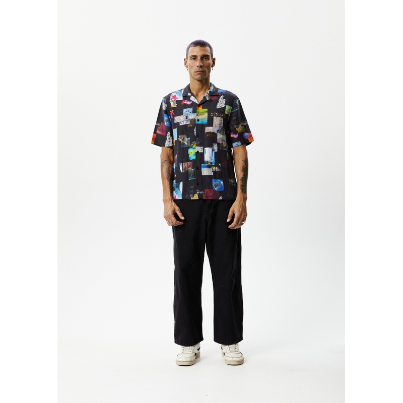 AFENDS Mens Under Pressure – Cuban Shirt – Black