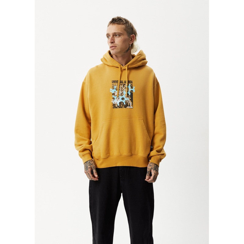 AFENDS Mens Universal – Graphic Hoodie – Mustard