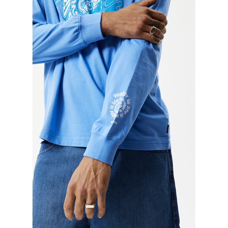 AFENDS Mens Water Is Life – Long Sleeve Graphic Tee – Arctic