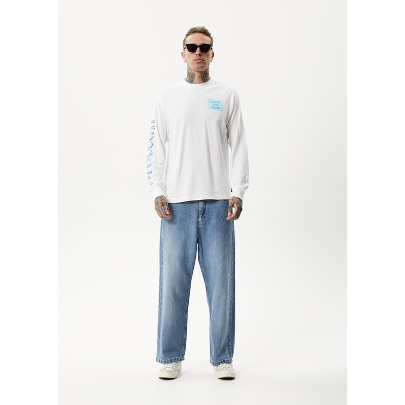 AFENDS Unisex Broccoli – Unisex Long Sleeve T-Shirt – White