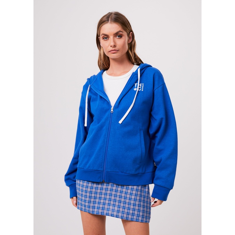 AFENDS Unisex Rolled Up – Unisex Zip Up Hoodie – Electric Blue