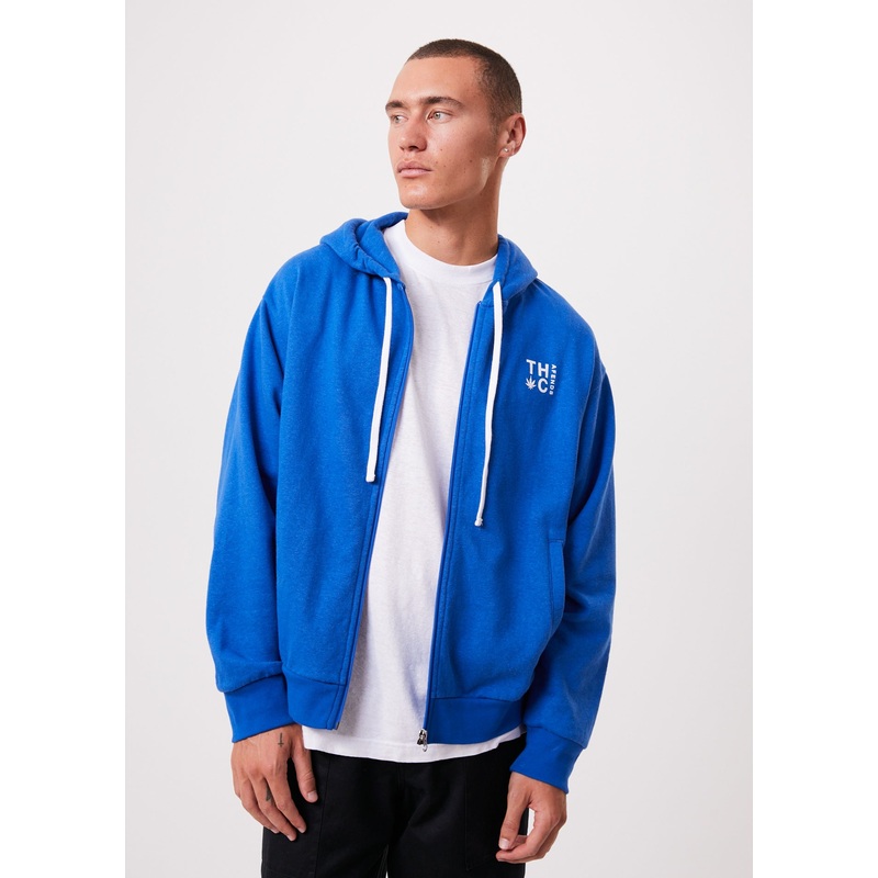 AFENDS Unisex Rolled Up – Unisex Zip Up Hoodie – Electric Blue