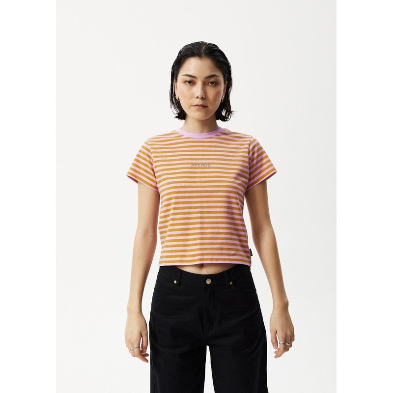 AFENDS Womens Jain – Baby Tee – Candy Stripe