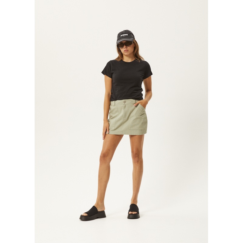 AFENDS Womens Lexi – Cargo Mini Skirt – Eucalyptus