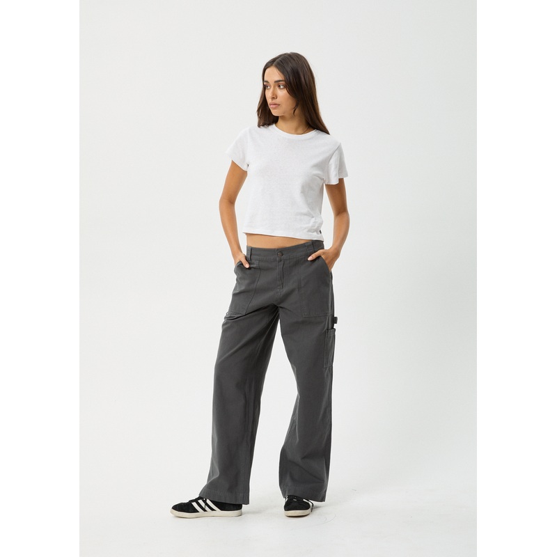 AFENDS Womens Lexi – Low Rise Workwear Pant – Gunmetal