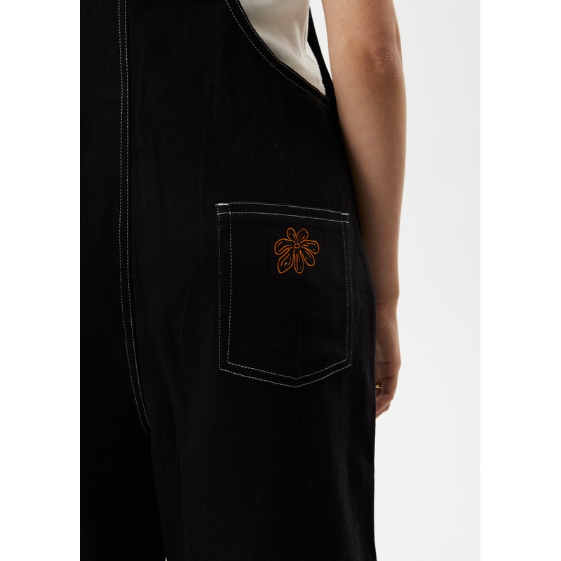 AFENDS Womens Louis – Baggy Overall – Washed Black