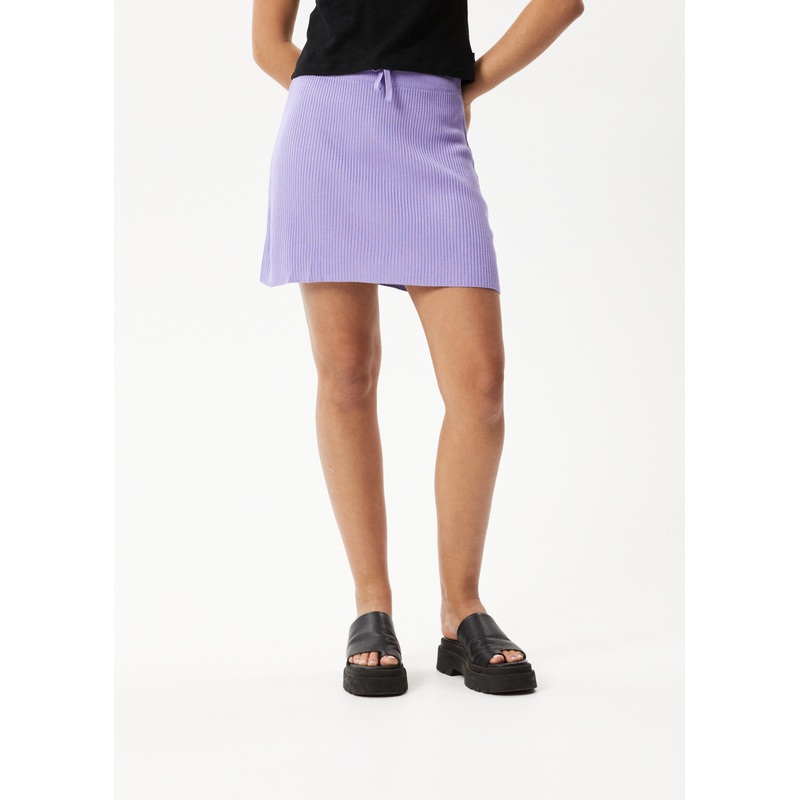 AFENDS Womens Lula – Knit Mini Skirt – Plum