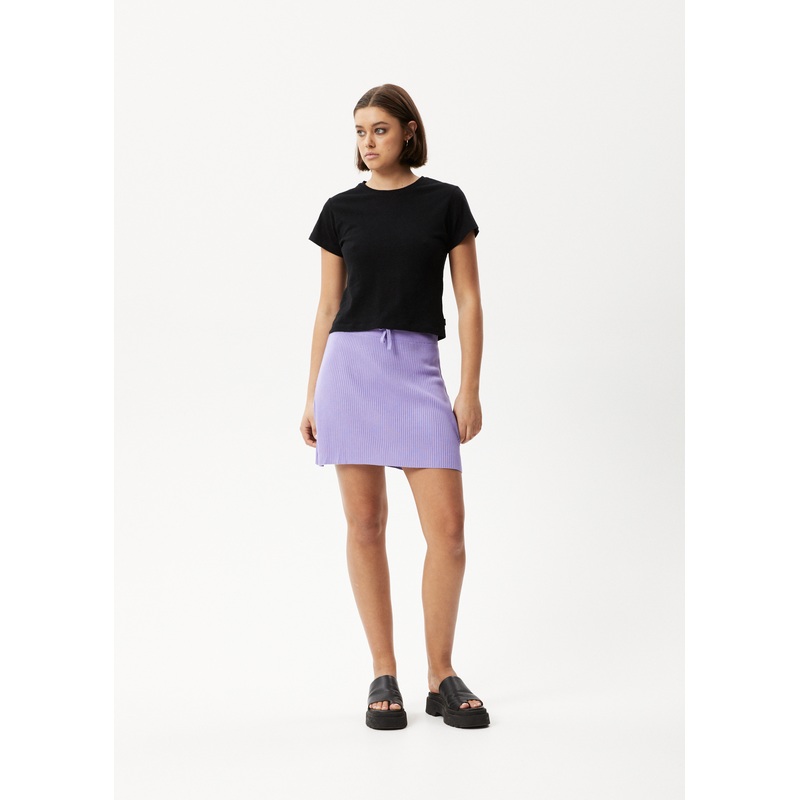 AFENDS Womens Lula – Knit Mini Skirt – Plum